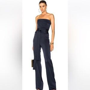 GALVAN LONDON Satin Navy Jumpsuit